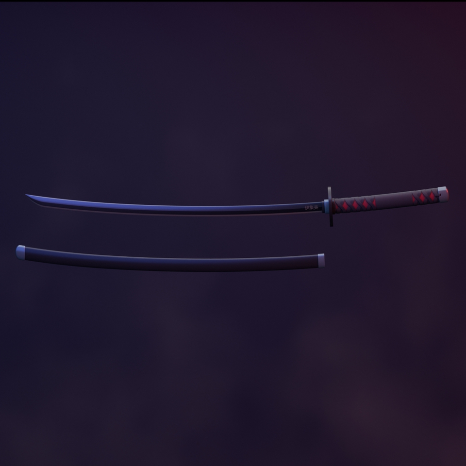Jasa desain 3D model pedang katana, desain senjata 3D, model 3D pedang Jepang