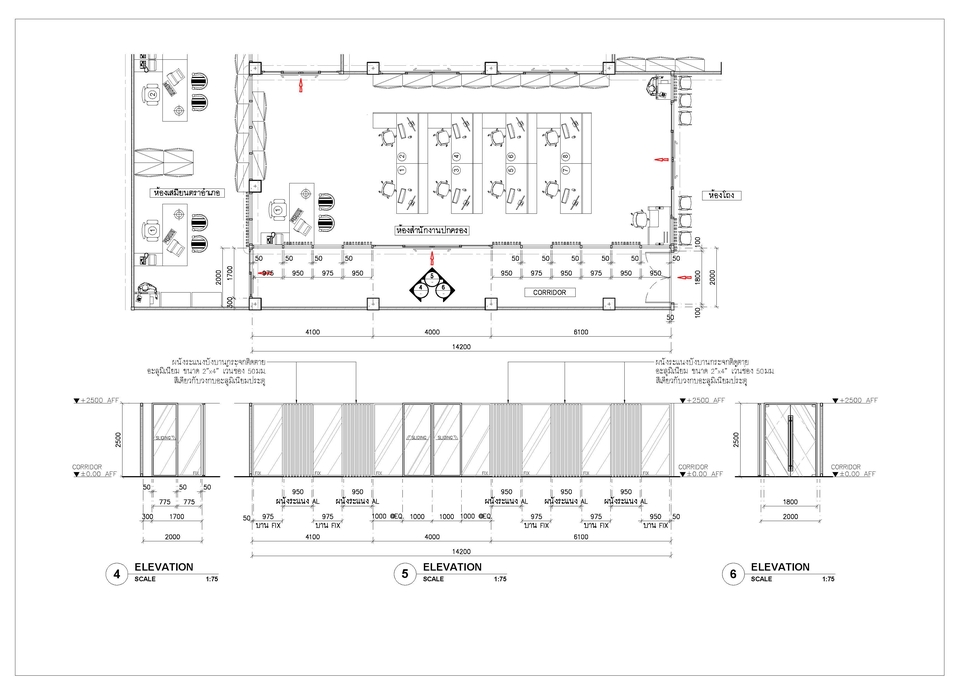 แบบแปลนและแบบ Elevation ออกแบบออฟฟิศ รับออกแบบตกแต่งภายใน รีโนเวทสำนักงาน