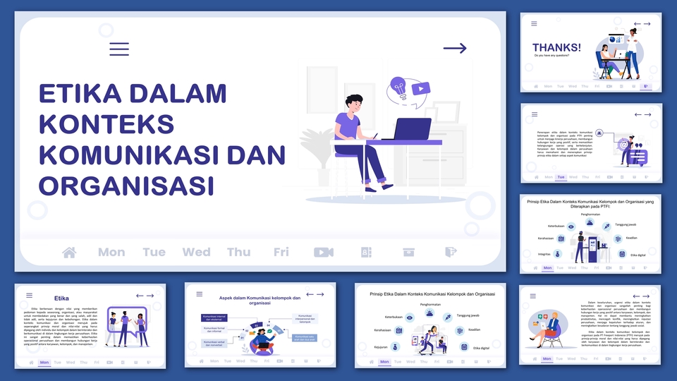 Jasa desain presentasi powerpoint dengan desain modern dan profesional. Membuat slide presentasi menarik untuk skripsi atau keperluan bisnis.