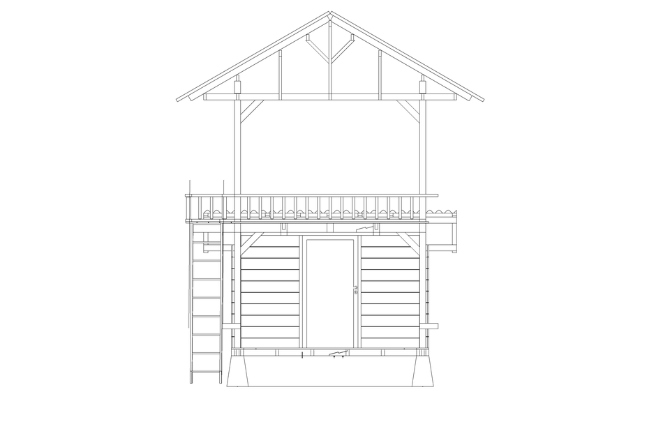 Desain eksterior rumah minimalis modern dengan tangga kayu dan balkon, jasa desain arsitektur rumah di Indonesia.