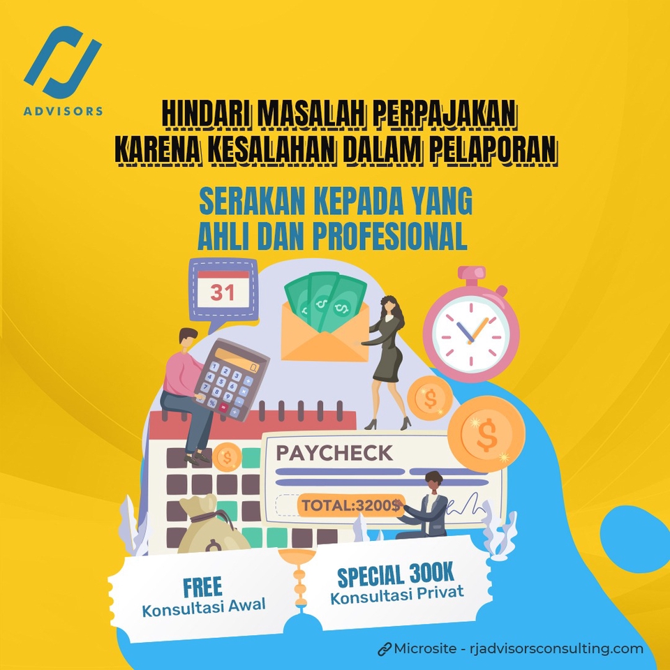 Jasa Konsultan Pajak dan Keuangan Terbaik, Hindari Masalah Perpajakan Karena Kesalahan Dalam Pelaporan, Konsultasikan Kepada Yang Ahli dan Profesional.