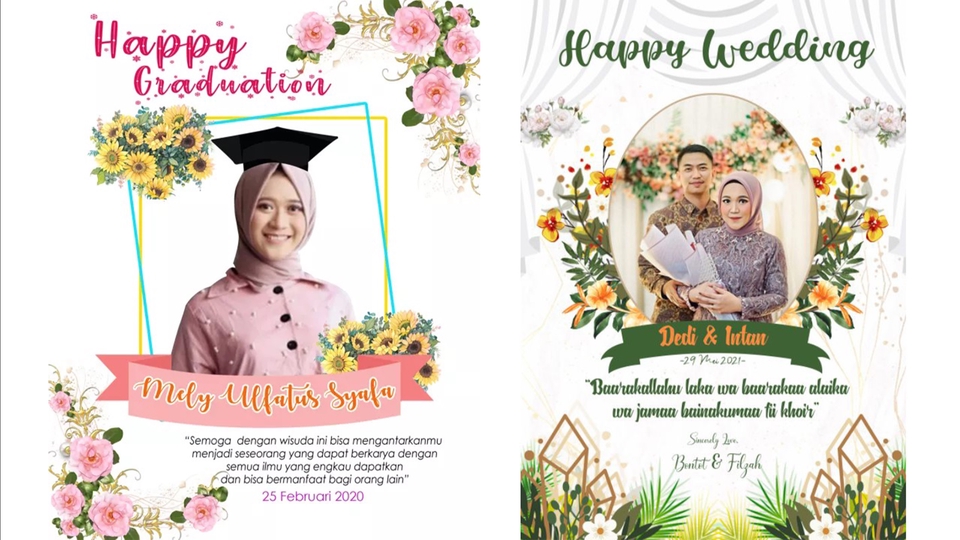 Jasa Edit Foto Photoshop Profesional dan Berkualitas - DESAIN FOTO UCAPAN WISUDA, PERNIKAHAN, ULTAH, DLL SEHARI JADI