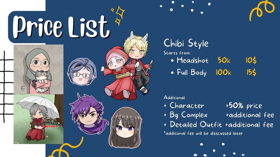 Harga dan contoh jasa ilustrasi chibi, ilustrasi karakter, ilustrasi hewan, gambar kartun, sketsa kartun, desain ilustrasi, jasa pembuatan vektor, ilustrasi digital.