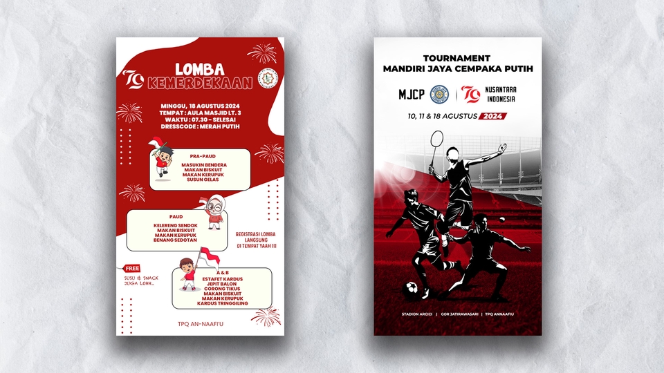 Desain spanduk lomba kemerdekaan dan desain poster turnamen badminton