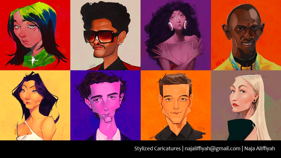 Jasa pembuatan karikatur wajah, desain vektor ilustrasi kartun hitam putih.