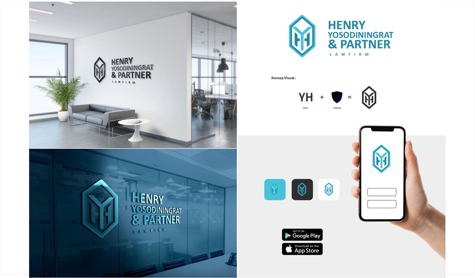 Desain logo keren untuk perusahaan hukum Henry Yosodiningrat & Partner