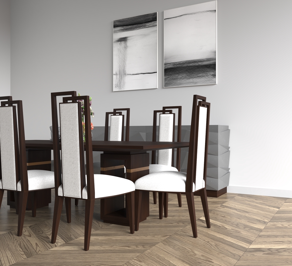 Jasa desain interior ruang makan minimalis dengan kursi kayu dan meja kayu - desain interior ruang makan, desain interior rumah, jasa desain interior rumah, desain rumah minimalis, desain interior cafe, desain interior warung makan, desain interior kantor.