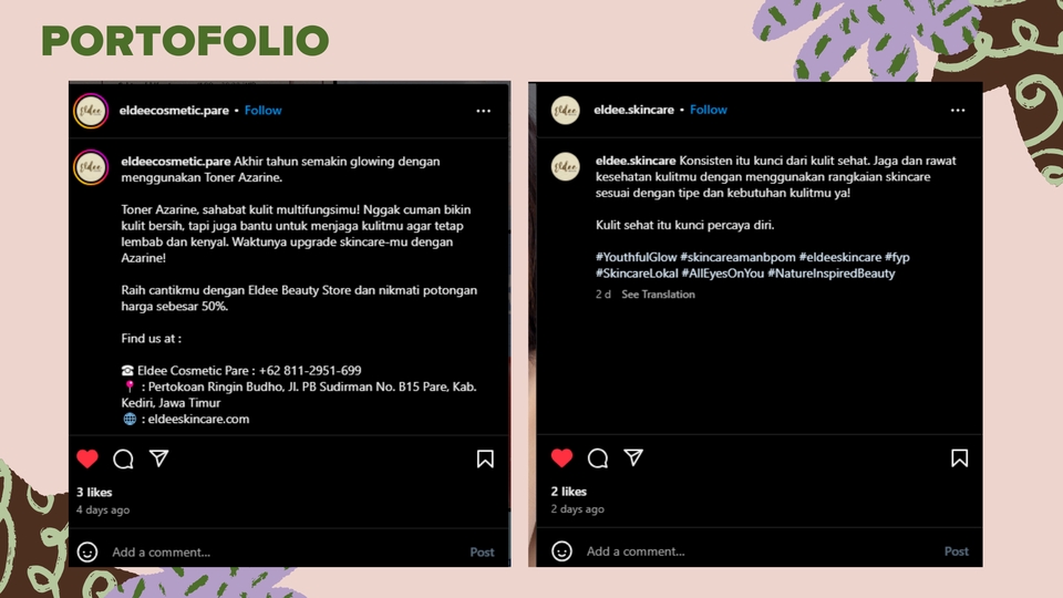 caption ig lucu eldee cosmetic pare promo skincare toner azarine kecantikan kulit glowing