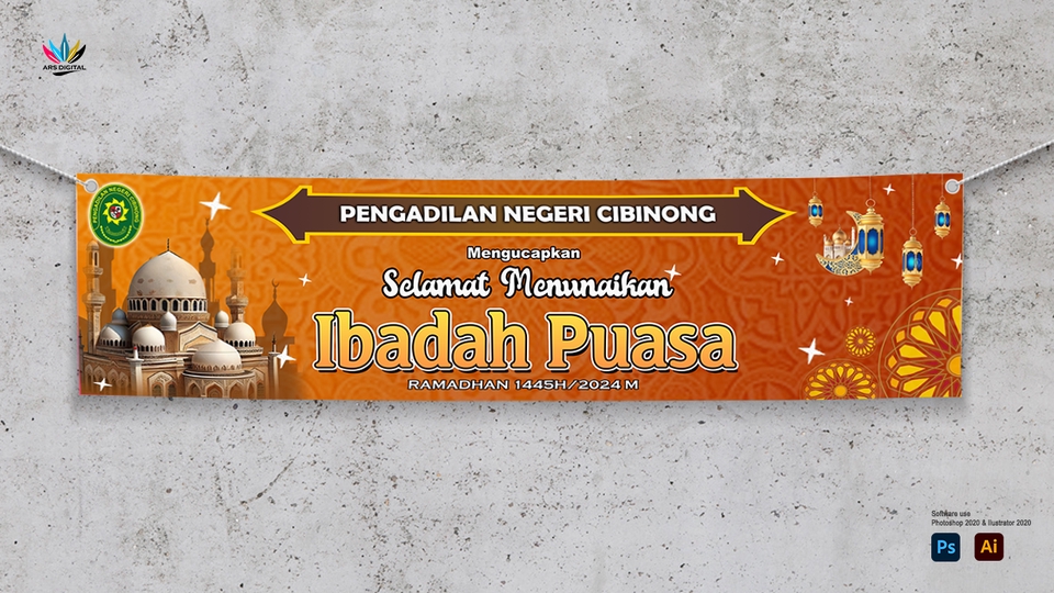 Desain Spanduk Selamat Menunaikan Ibadah Puasa Ramadhan 1443H / 2022 M di Pengadilan Negeri Cibinong