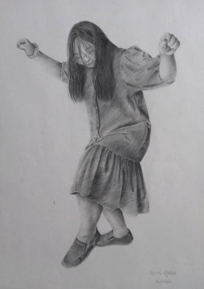 วาดภาพเหมือนเด็กหญิง ภาพวาดภาพเหมือนระบายสีเทา ดินสอ