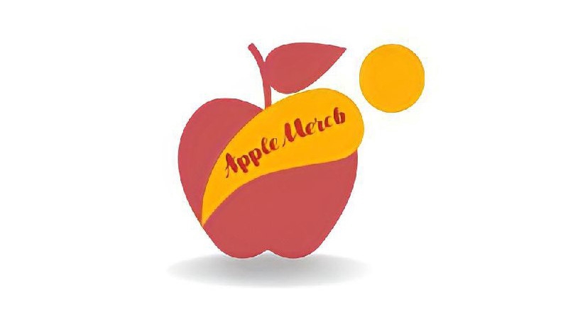 Logo Apel Merah dengan Tulisan "Apple Merch" - desain logo online, jasa desain logo, membuat logo online, bikin logo, desain logo keren, logo perusahaan, logo untuk website, desain logo olshop, desain logo cafe, logo esport, desain logo club bola, desain logo futsal