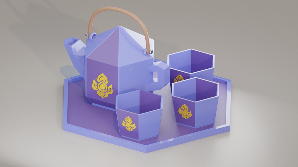 รับปั้นโมเดล 3D เซ็ต ชา 3d model packshot 3D โมเดล 3D สินค้า 3D