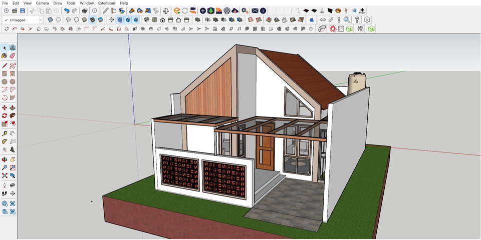 Jasa desain 3D untuk desain eksterior rumah minimalis modern dengan render berkualitas tinggi.