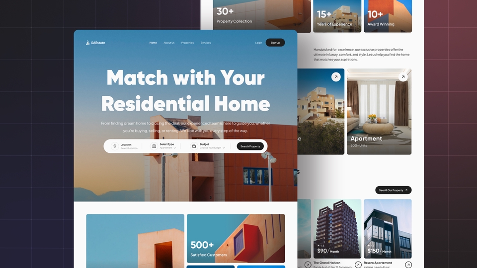 Desain UI UX untuk Website Properti: Temukan rumah impian Anda dengan desain UI UX yang menarik dan fungsional.
