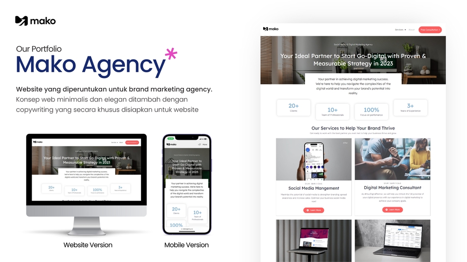 Jasa pembuatan website perusahaan dengan desain minimalis dan elegan dengan copywriting yang khusus disiapkan untuk website.