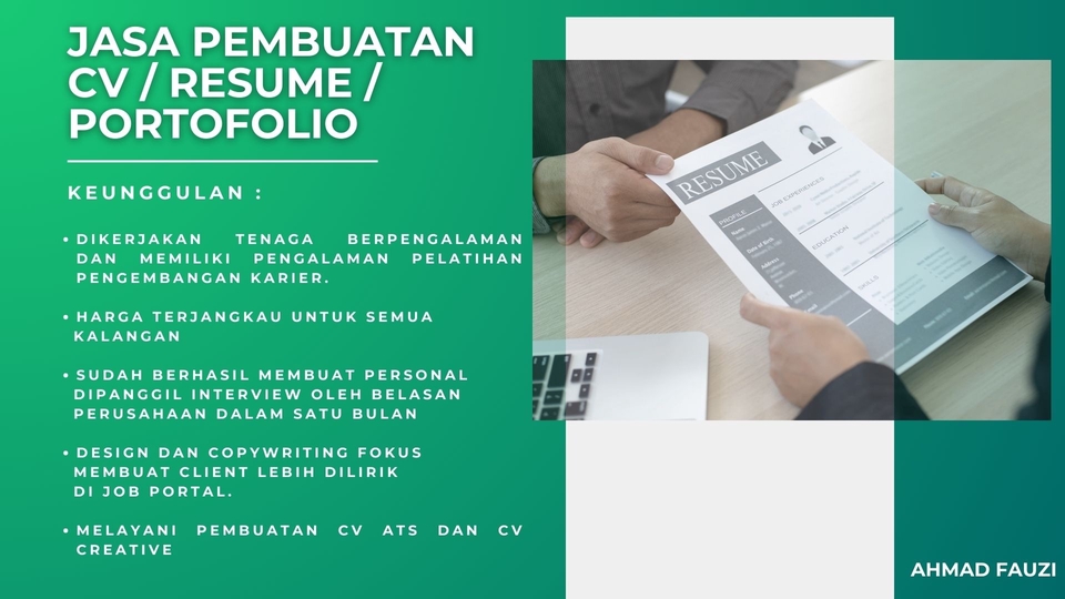 Jasa Desain CV (Curriculum Vitae) & Portofolio - jasa design dan copy writing curiculum vitae (cv) dan portofolio 1 hari jadi