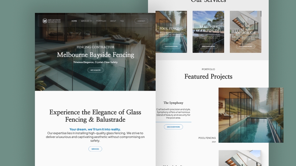 Desain UI UX untuk aplikasi mobile dengan kolam renang dan halaman belakang rumah yang menampilkan desain aplikasi mobile yang modern dan elegan.