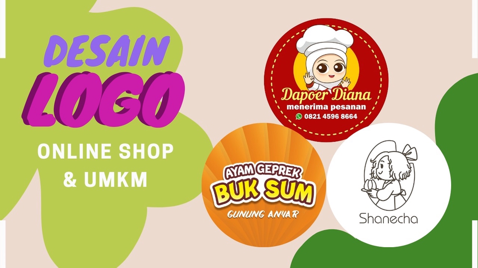Jasa desain logo online shop, olshop, warung makan, rumah makan, restoran, cafe, dan komunitas.