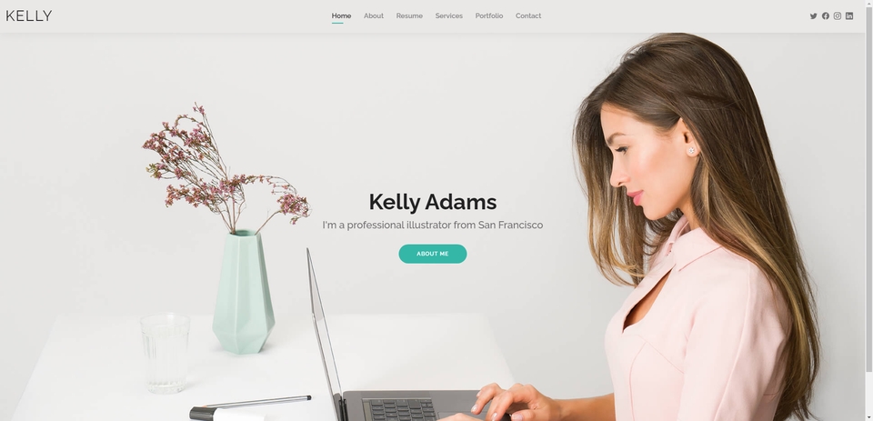 Jasa pembuatan website profesional, desain website modern untuk Kelly Adams, ilustrator dari San Francisco.