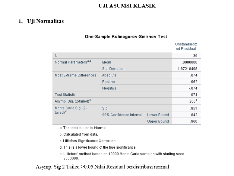 Jasa Analisis Data Statistik Kolmogorov-Smirnov  untuk data normal