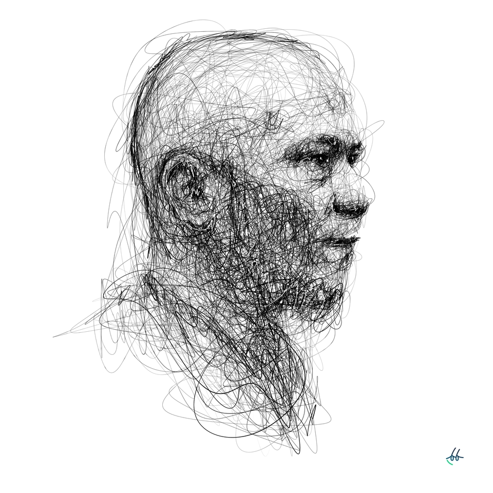 Gambar Potret - Scribble art portrait, ilustrasi wajah, line drawing illustration - 4