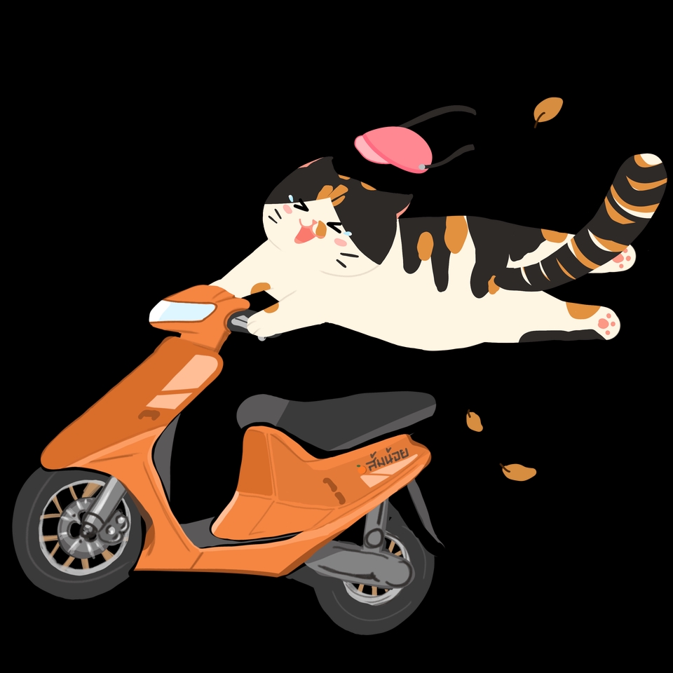 รับวาดการ์ตูน จิบิ สไตล์น่ารัก ขี่มอเตอร์ไซค์