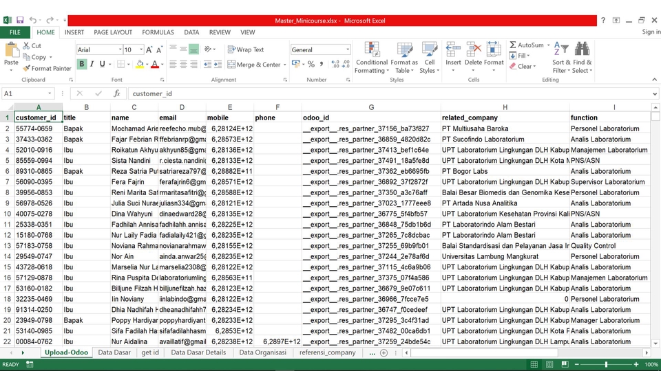 Entri Data di Spreadsheet Level Basic