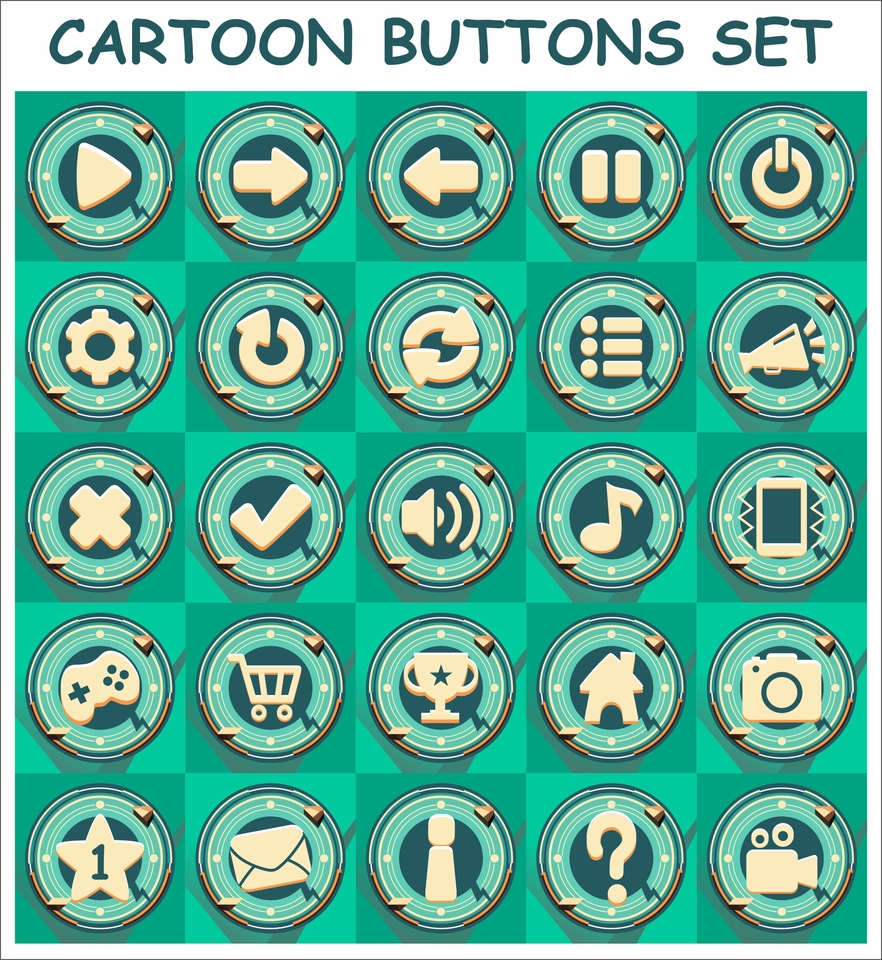 UI & UX Design - vector cartoon button as navigation button - 3