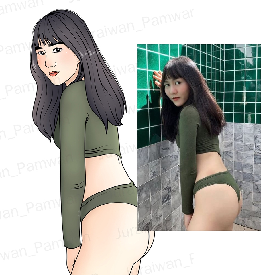 วาดภาพเหมือน Portrait - ♥ วาดภาพการ์ตูน Portrait สไตล์อุนเทอน๊าบ ทำไมของขวัญวันครบรอบ3วันของเลามันน่าร๊อกบับนรี้ - 2