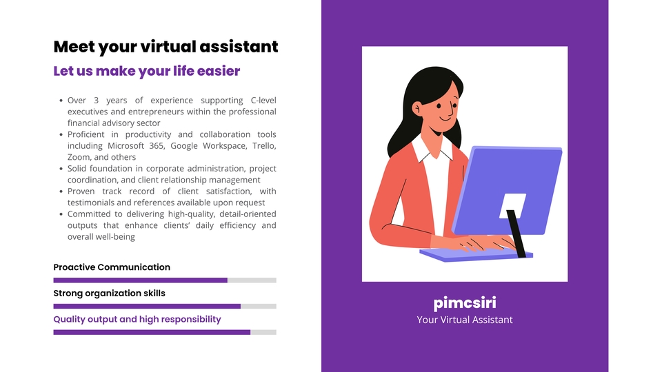 ผู้ช่วยเสมือน เลขานุการส่วนตัว บริการมืออาชีพ