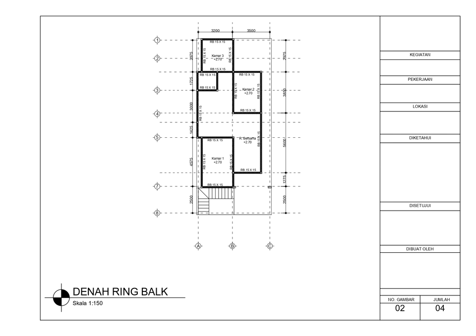 CAD Drawing - GAMBAR KERJA RUMAH SEDERHANA / TUGAS SEKOLAH-KULIAH / DLL - 6