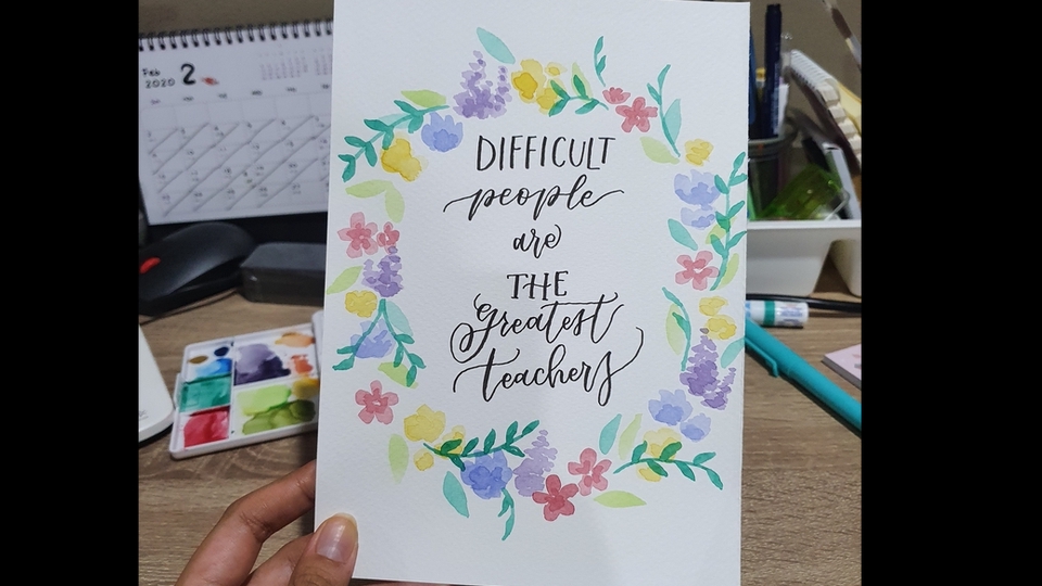 วาดภาพประกอบ - เขียน Calligraphy ภาษาอังกฤษด้วยอุปกรณ์ต่างๆเป็นชิ้นงานจริงและไฟล์ดิจิตอล - 22