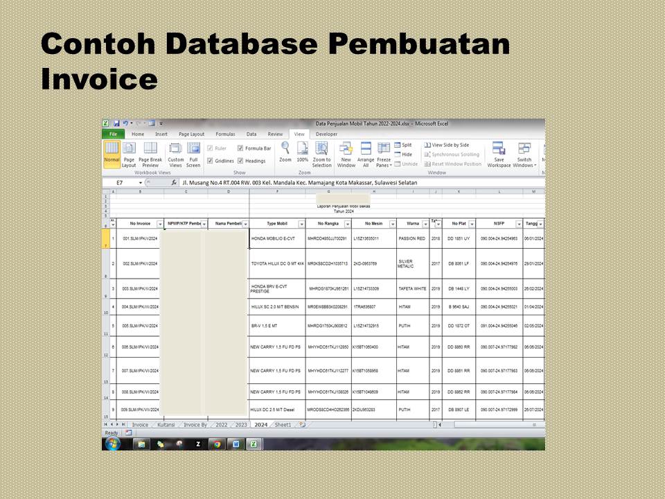 Contoh Database Pembuatan Invoice untuk jasa input data dan entri data online
