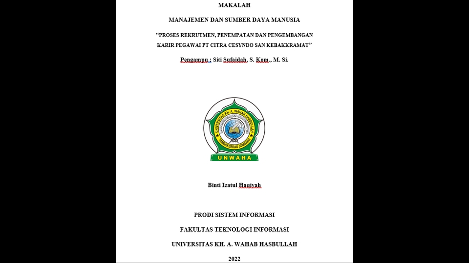 Pengetikan Umum - Pengetikan dan Editing Makalah / Paper - 1