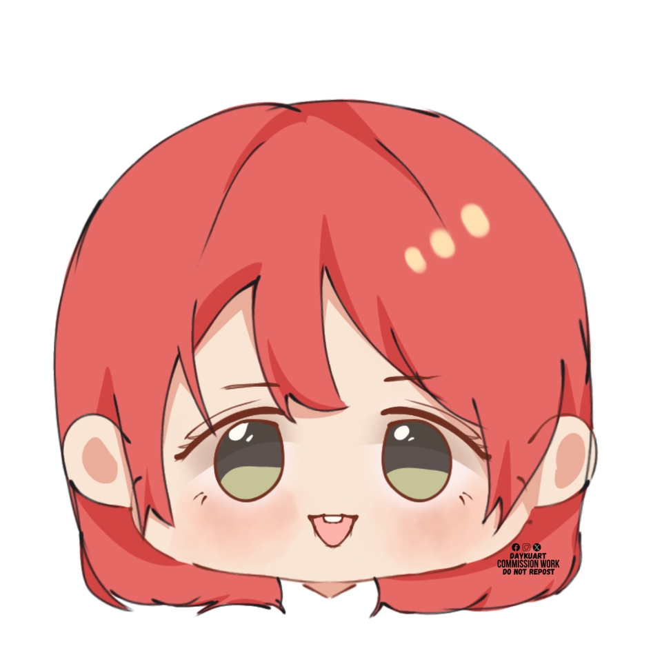 Ilustrasi kartun lucu dengan rambut merah dan mata besar