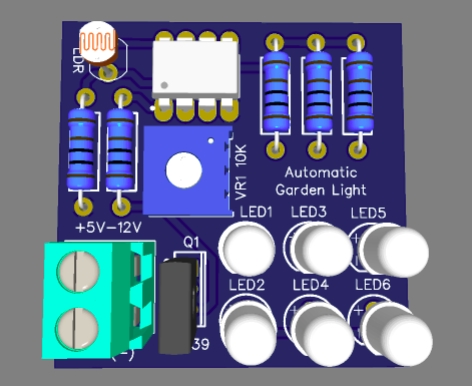 Belajar elektronik dasar dengan rangkaian lampu otomatis untuk taman, cocok untuk pembelajaran elektronik online.