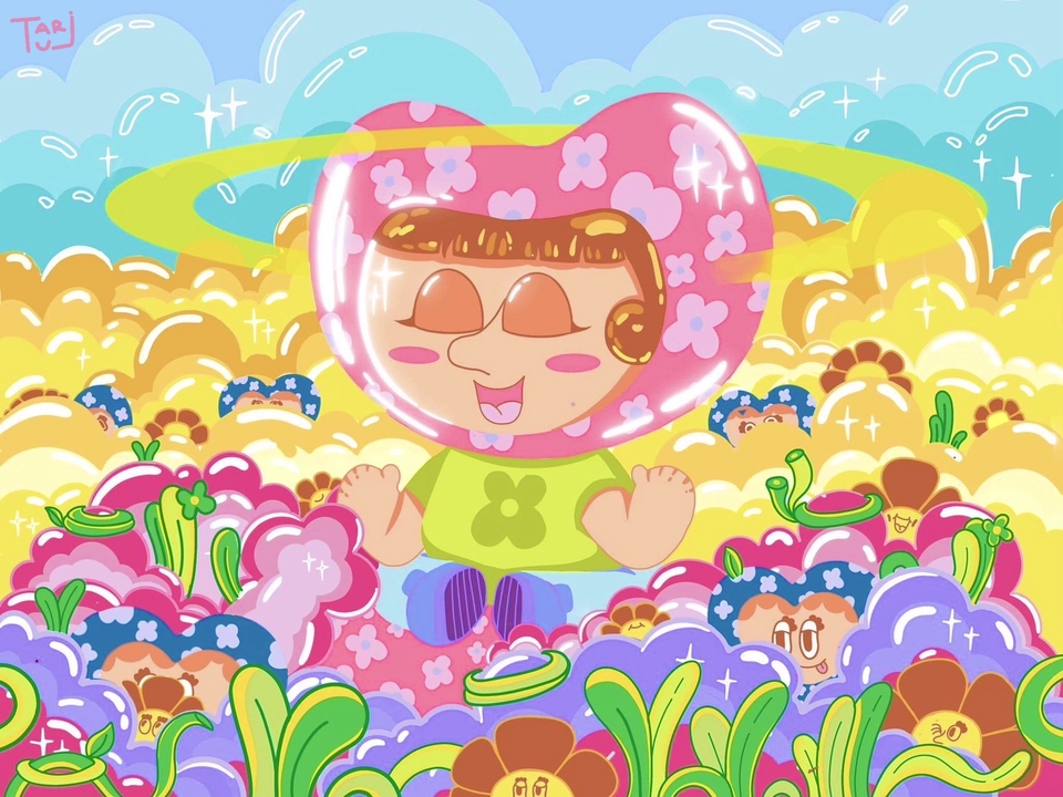 วาดภาพประกอบดิจิตอล เพ้นท์สีสันสดใส สไตล์น่ารัก