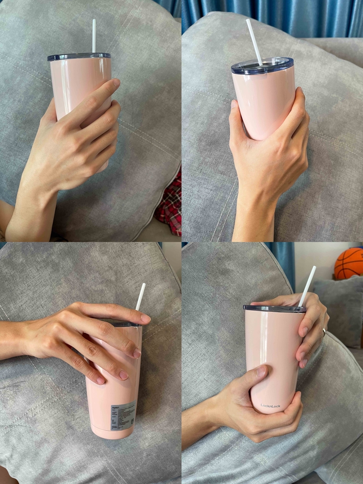 นางแบบมือสวย ถือแก้วน้ำ สีชมพู