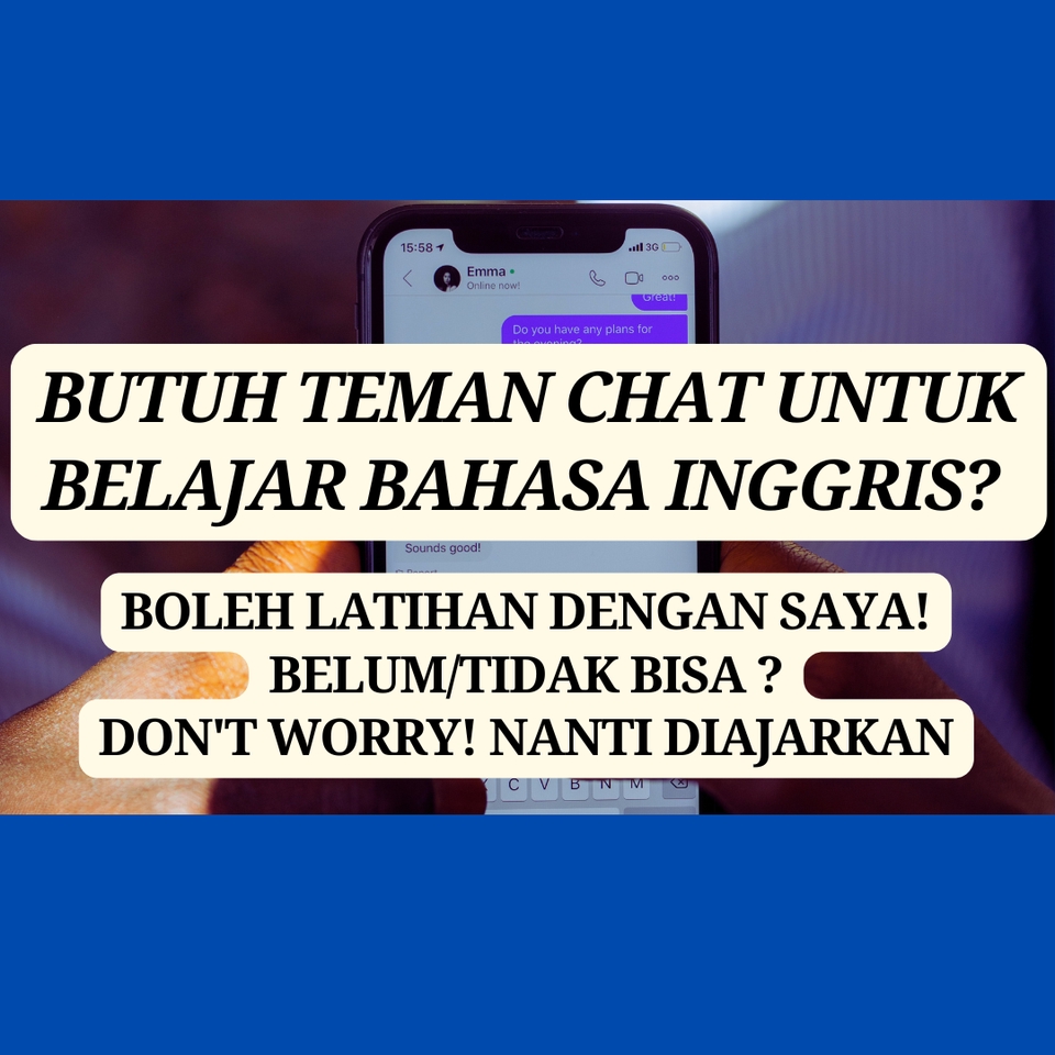 Belajar bahasa Inggris online dengan teman chat: latihan, bimbingan, dan kursus online.