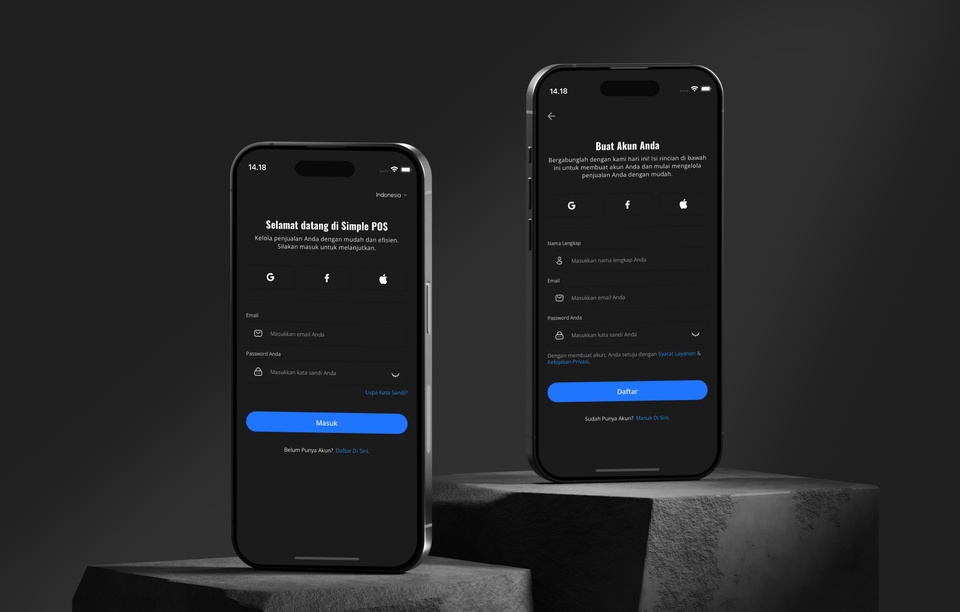 Jasa pembuatan aplikasi Android dengan fitur login menggunakan akun Google, Facebook, atau Apple. Buat aplikasi Android dengan harga terjangkau. Pengembangan aplikasi Android professional. Jasa buat aplikasi android murah dan berkualitas.