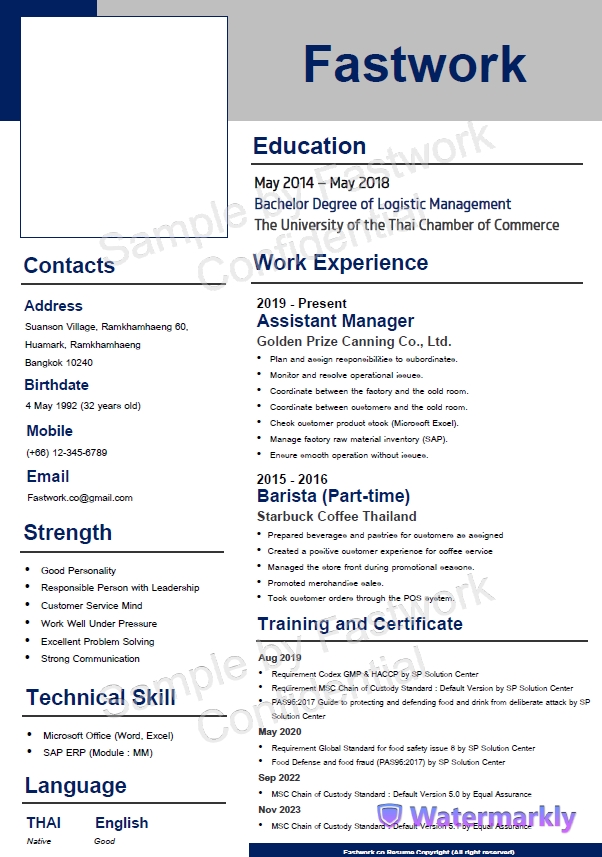 รับทำเรซูเม่ภาษาอังกฤษ ภาษาไทย พร้อมแปลไทย-อังกฤษ