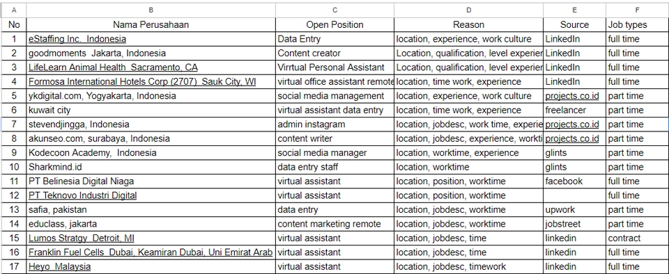 Jasa Virtual Assistant Data Entry