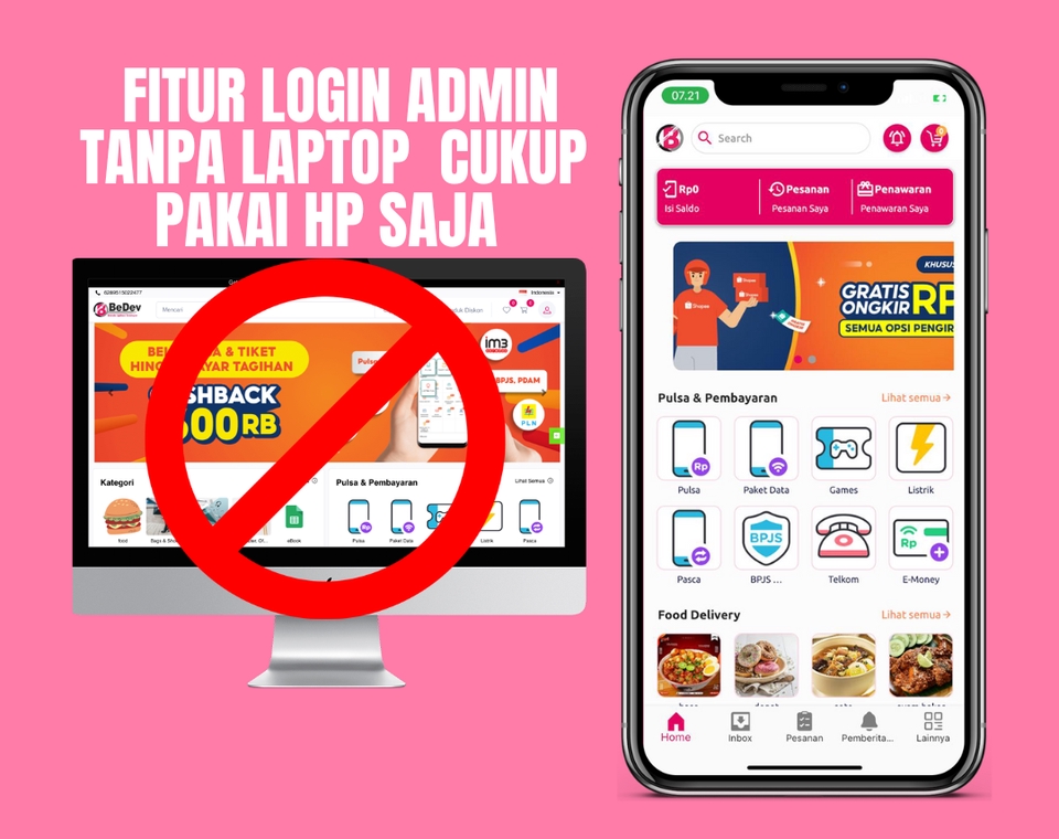 Aplikasi Ponsel - MarketPlace + PPOB, Website + Aplikasi Android dan ios  (website + apk Seller + apk Customer) - 4