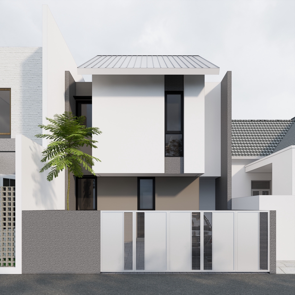 Desain Eksterior Rumah Minimalis Modern 3D - Jasa Gambar 3D Arsitektur, Desain Rumah, Rendering 3D, Interior  - Freelancer Indonesia