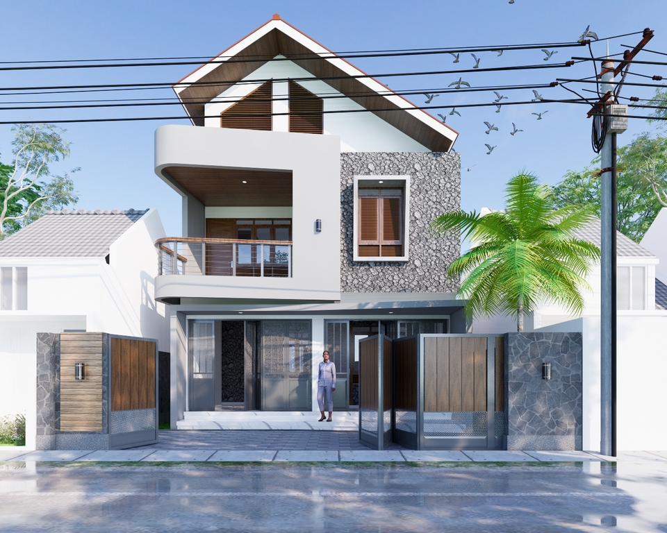 Desain Exterior Rumah Minimalis 3D - Jasa Gambar 3D Arsitektur Rumah Modern.