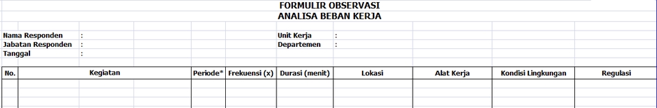 Formulir observasi analisis beban kerja untuk jasa olah data spss
