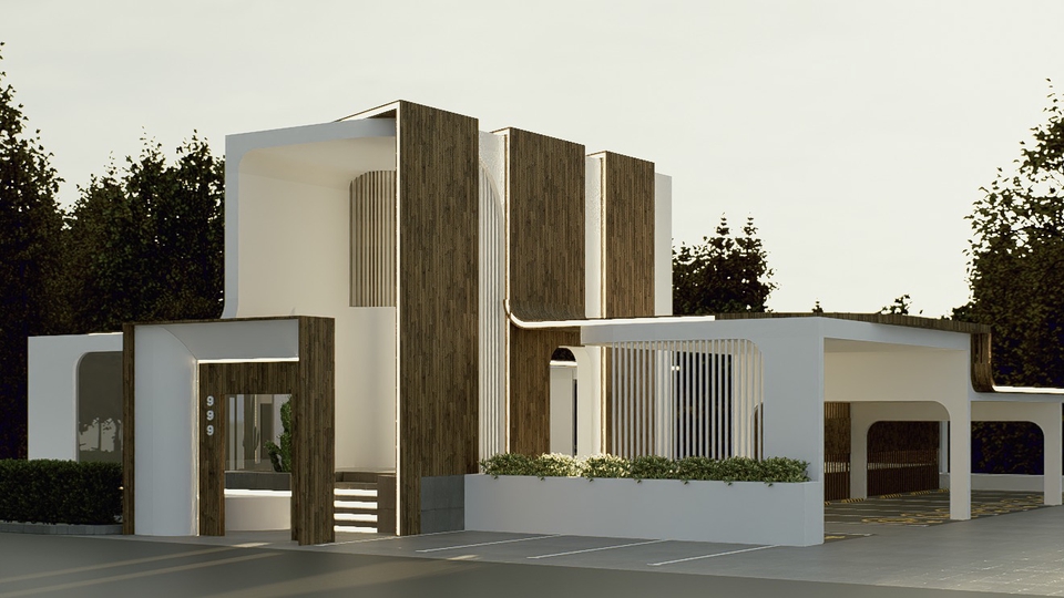 รับออกแบบบ้านและตกแต่งภายใน ออกแบบบ้านพักอาศัย สไตล์โมเดิร์น