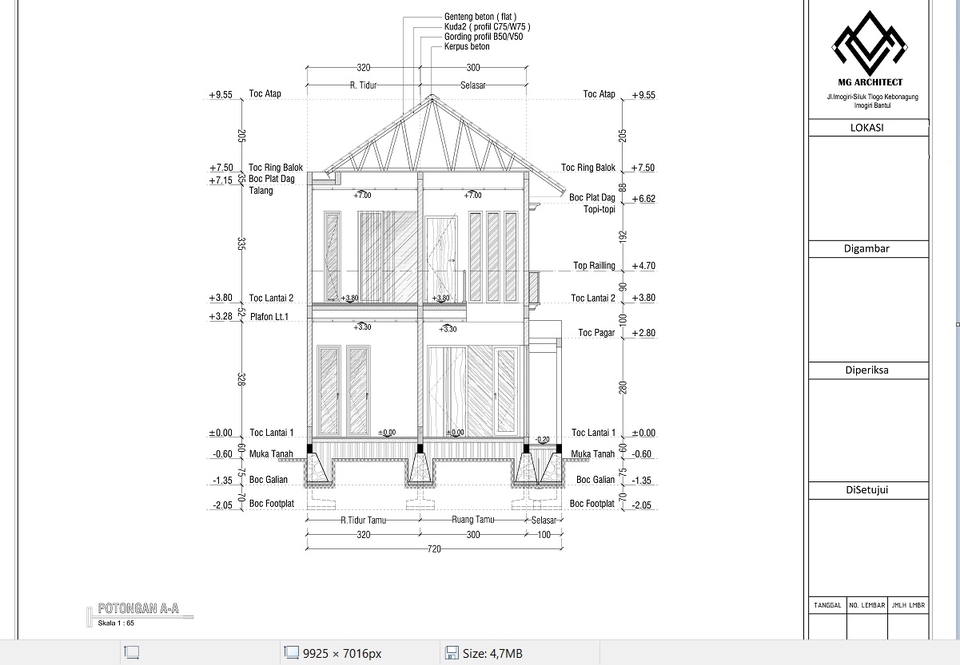 CAD Drawing - Gambar kerja rumah 1 Lantai & 2 lantai - 4