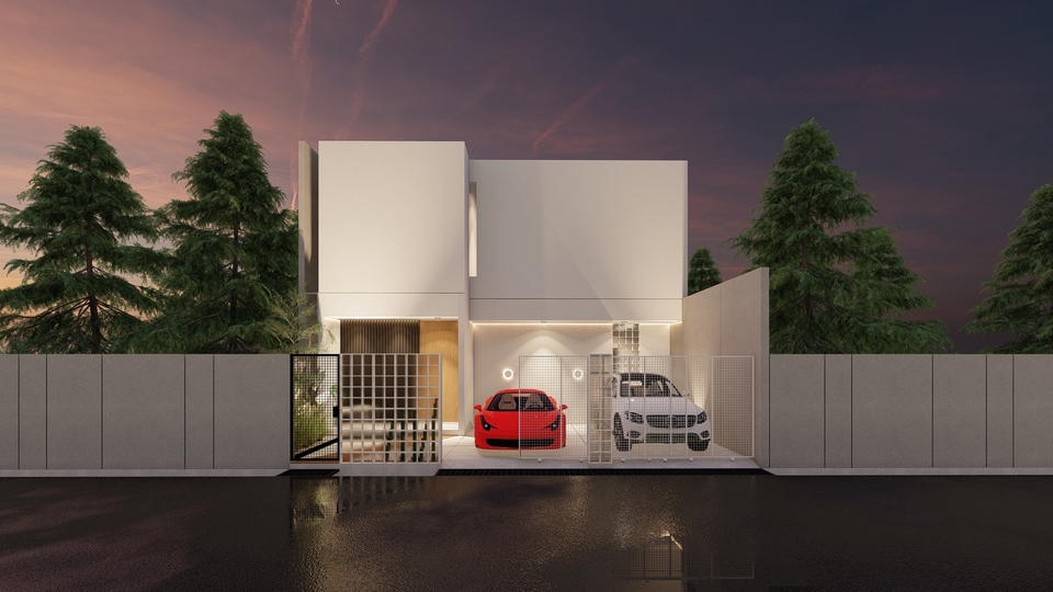 Jasa desain arsitektur rumah minimalis modern dengan render 3d