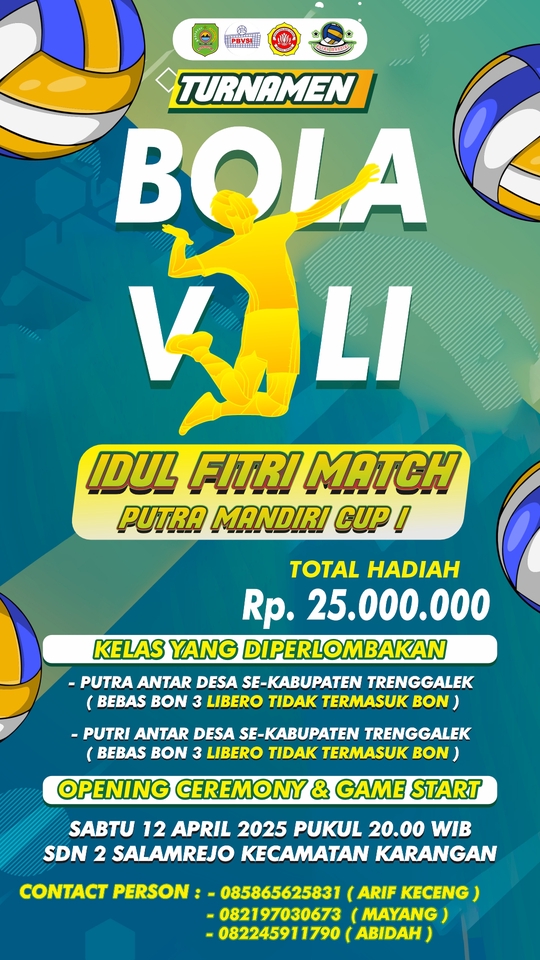 Jasa desain banner instagram untuk turnamen bola voli idul fitri putra mandiri cup dengan total hadiah 25.000.000 rupiah.